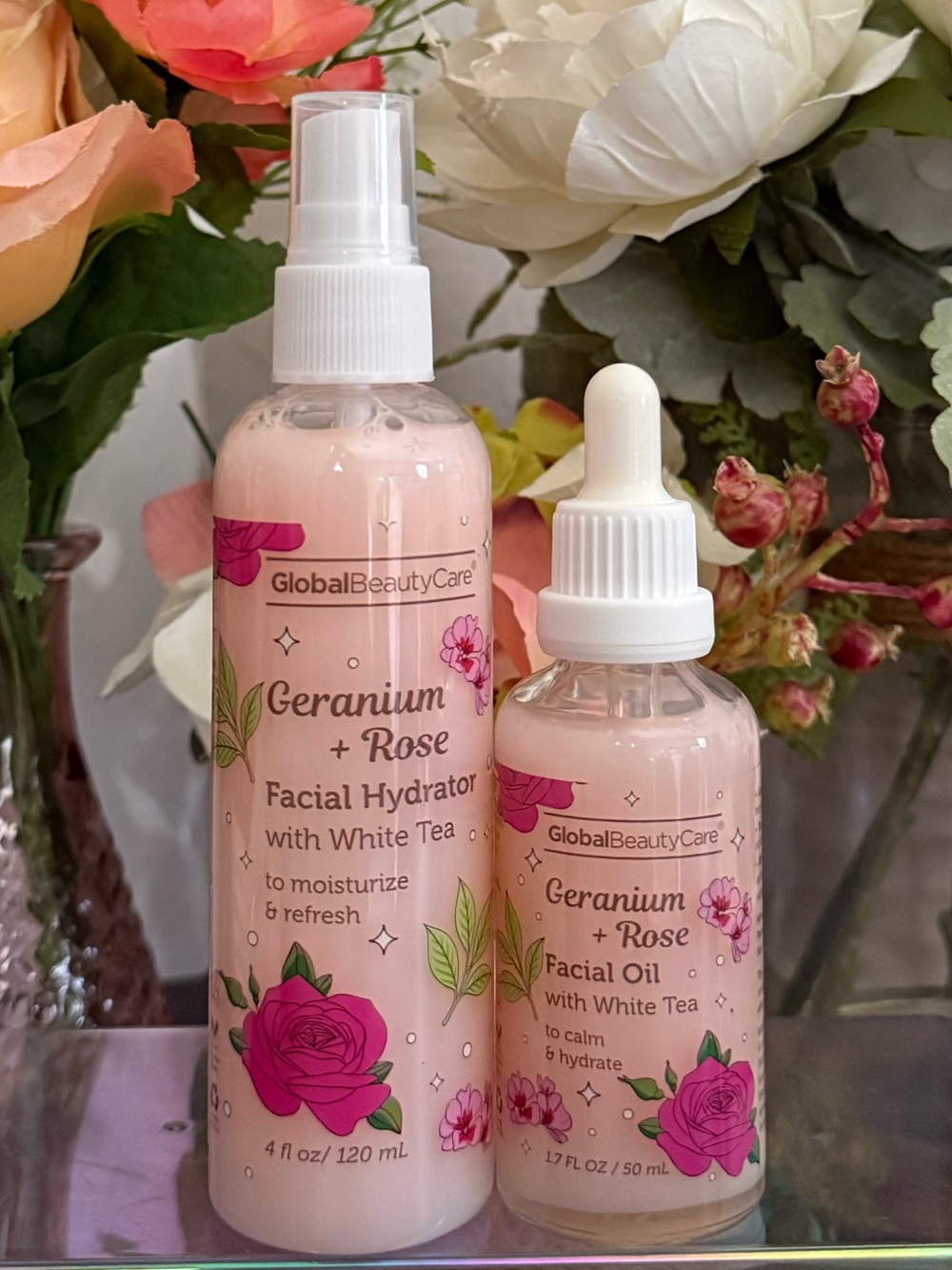 🆕🌺 GLOBAL BEAUTY CARE LIMITED EDITION “GERANIUM + ROSE” SKIN CARE SET. NEW!